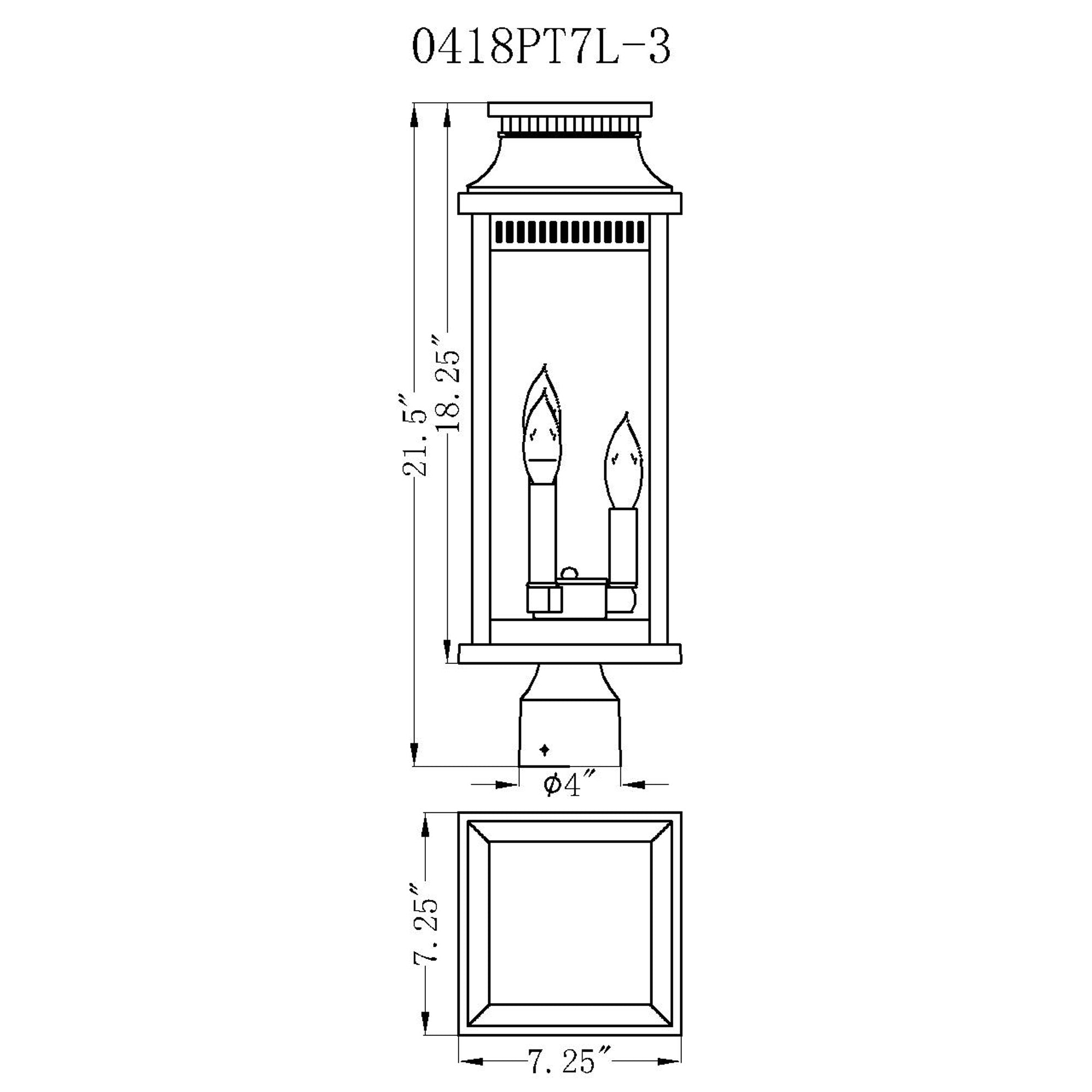 Milford 3 Light Outdoor Black Lantern Head