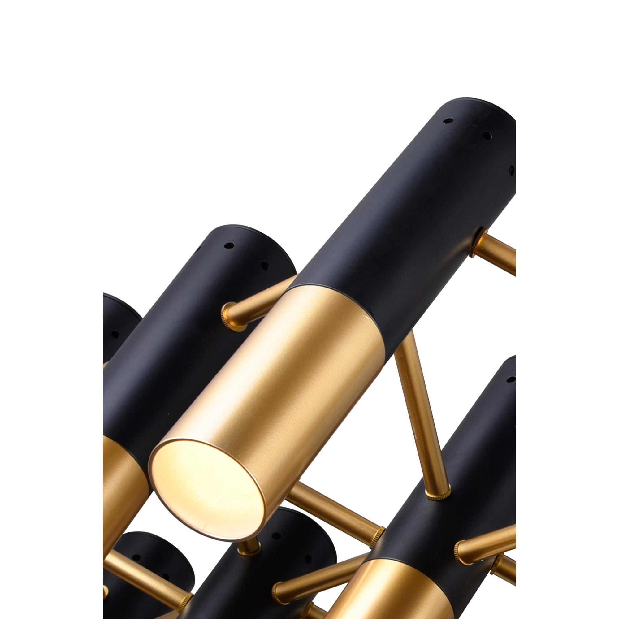 Anem 19 Light Matte Black & Satin Gold Down Chandelier