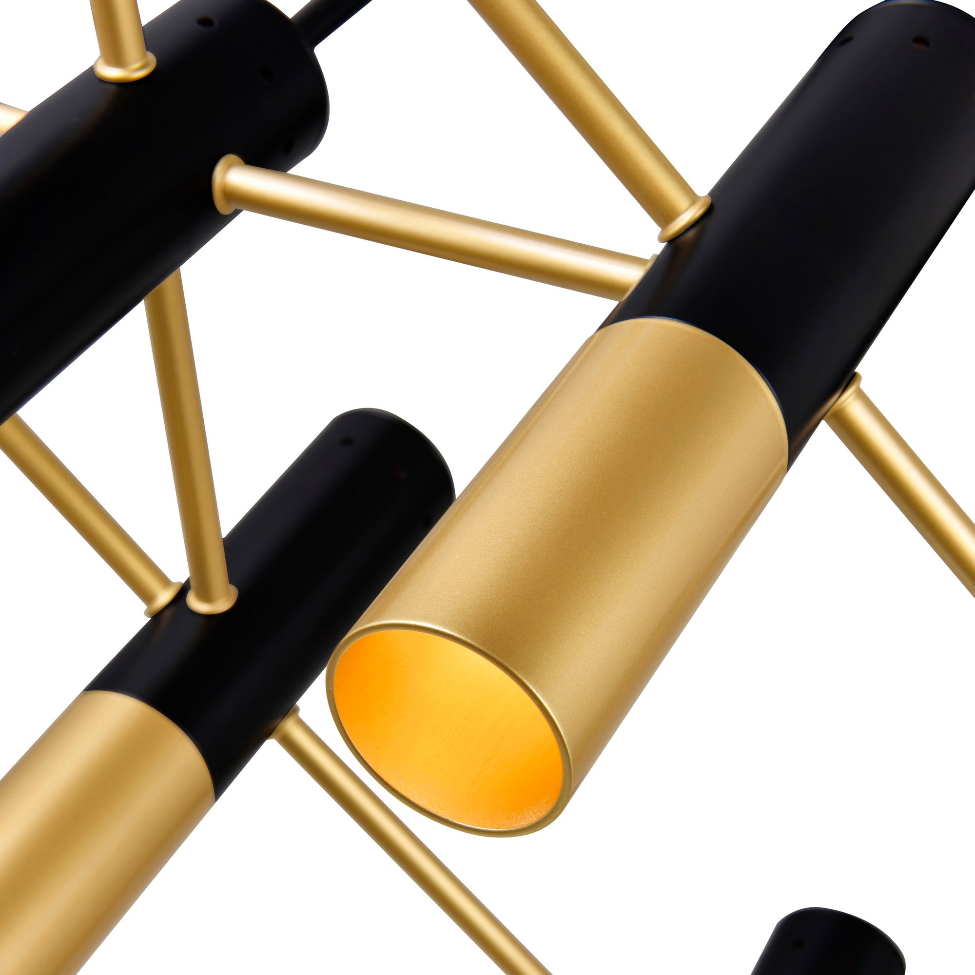 Anem 10 Light  Matte Black & Satin Gold Down Chandelier