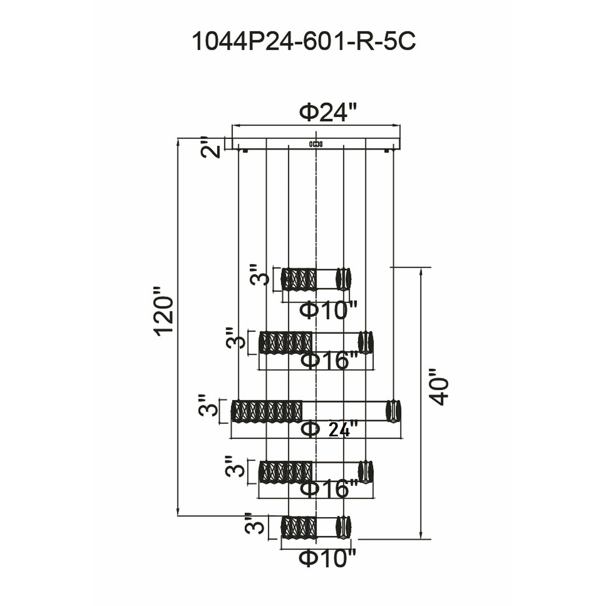 Madeline Integrated LED 5 Ring Chrome Chandelier
