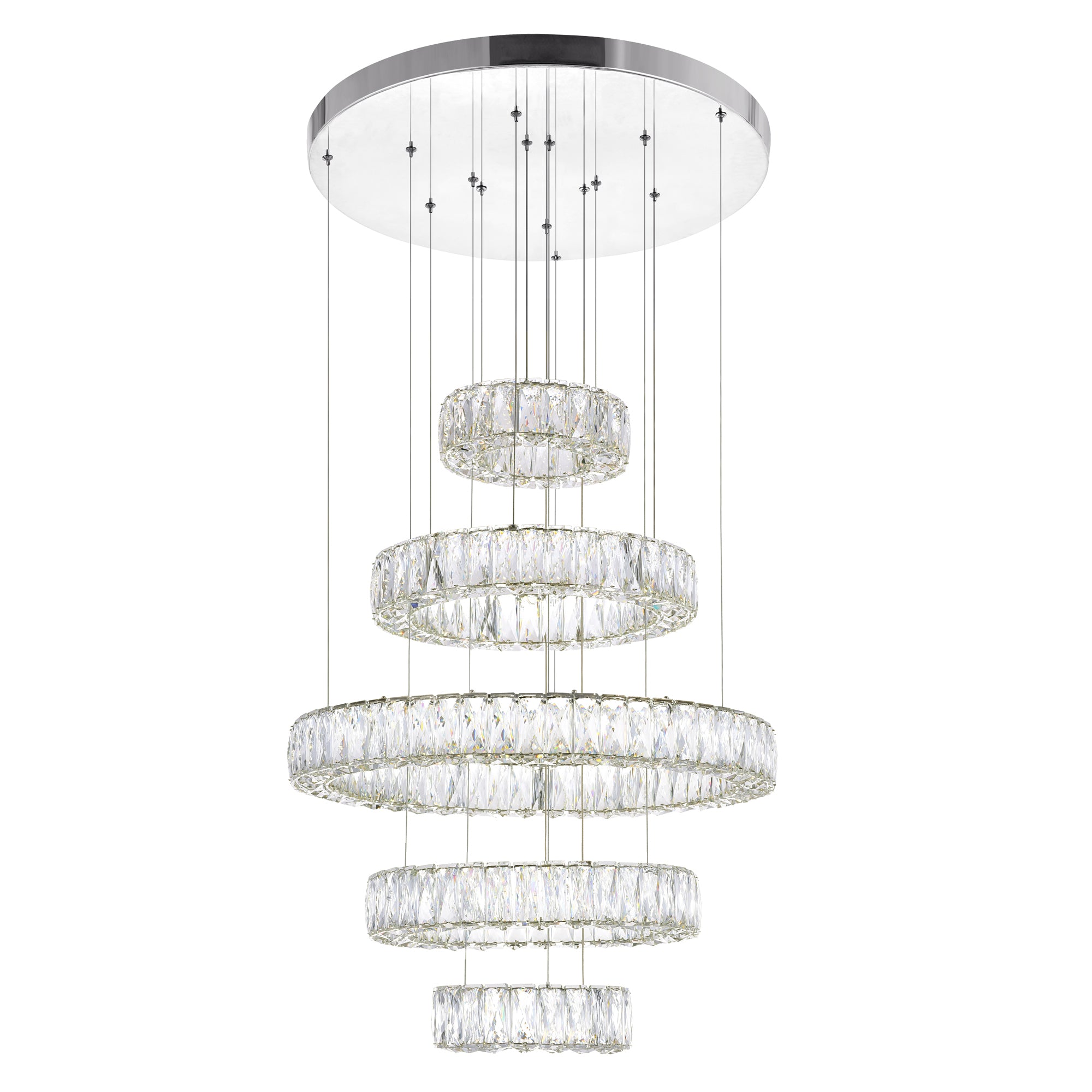 Madeline Integrated LED 5 Ring Chrome Chandelier