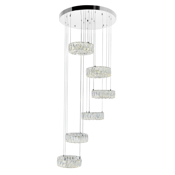 Madeline Integrated LED 6 Ring Chrome Chandelier