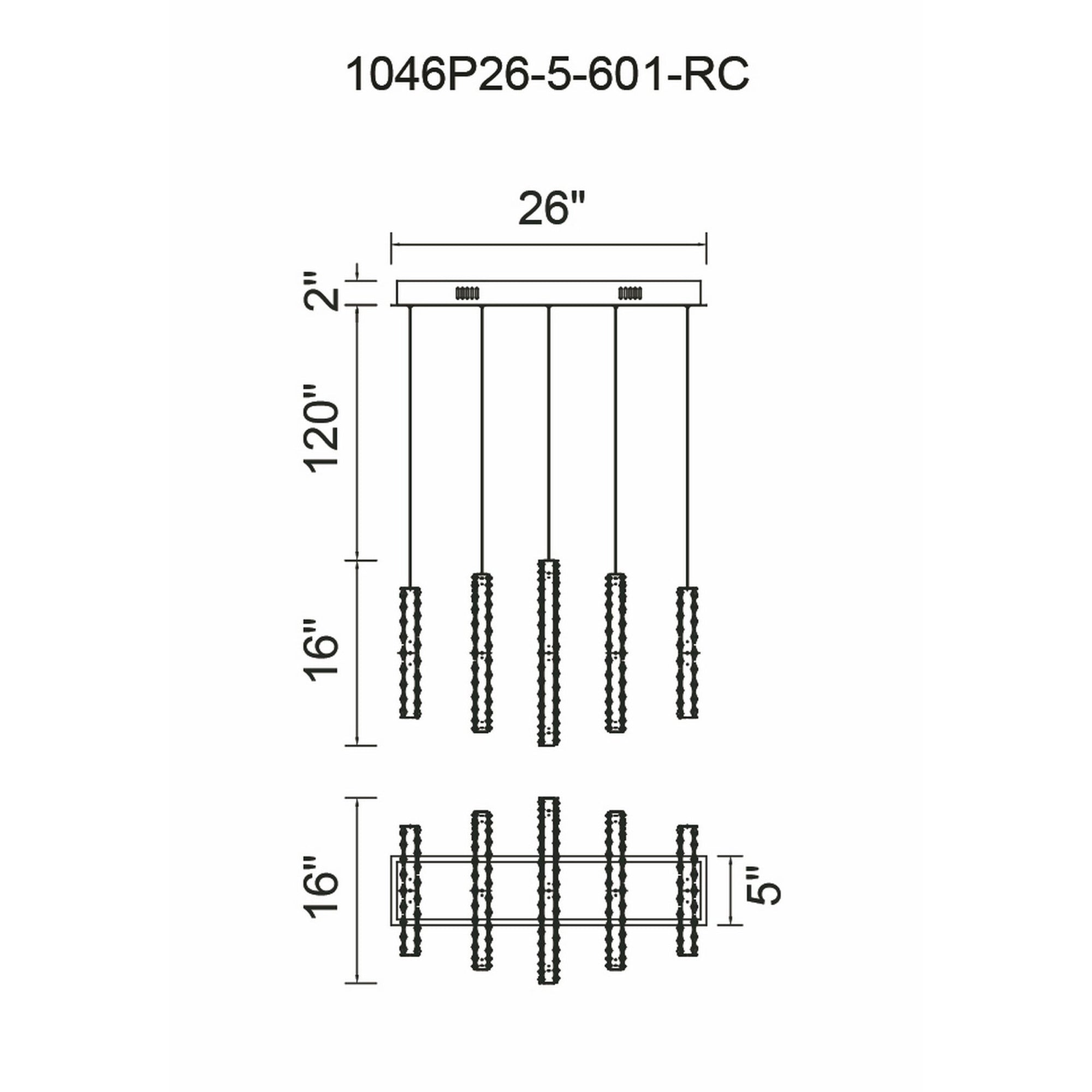 Celina Integrated LED 26in 5 Ring Chrome Chandelier
