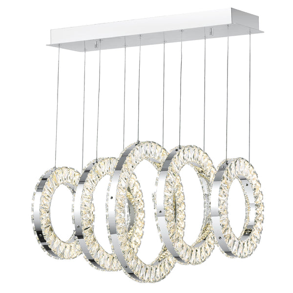 Celina Integrated LED 26in 5 Ring Chrome Chandelier