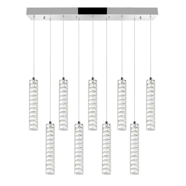 Celina Integrated LED 32in 9 Pendant Chrome Chandelier