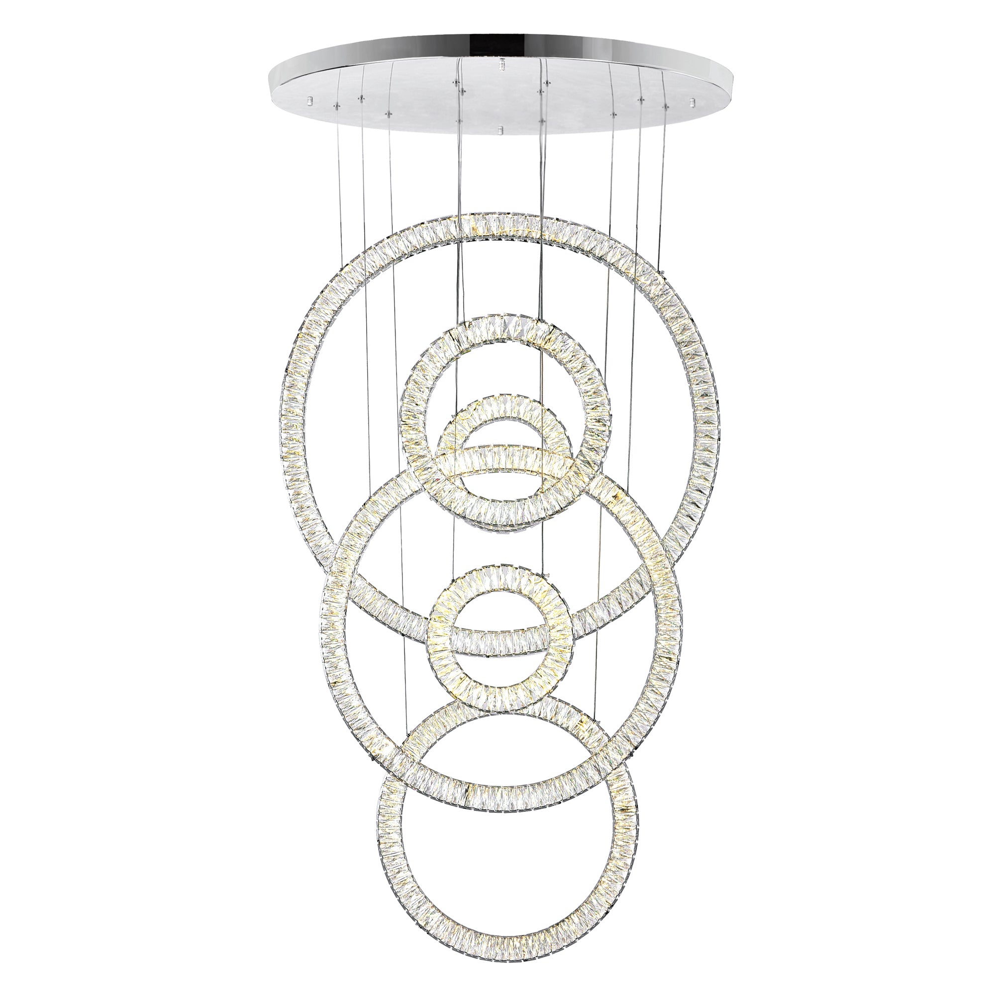Celina Integrated LED 34in 6 Ring Chrome Chandelier
