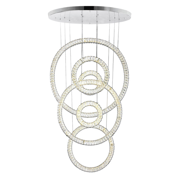 Celina Integrated LED 34in 6 Ring Chrome Chandelier