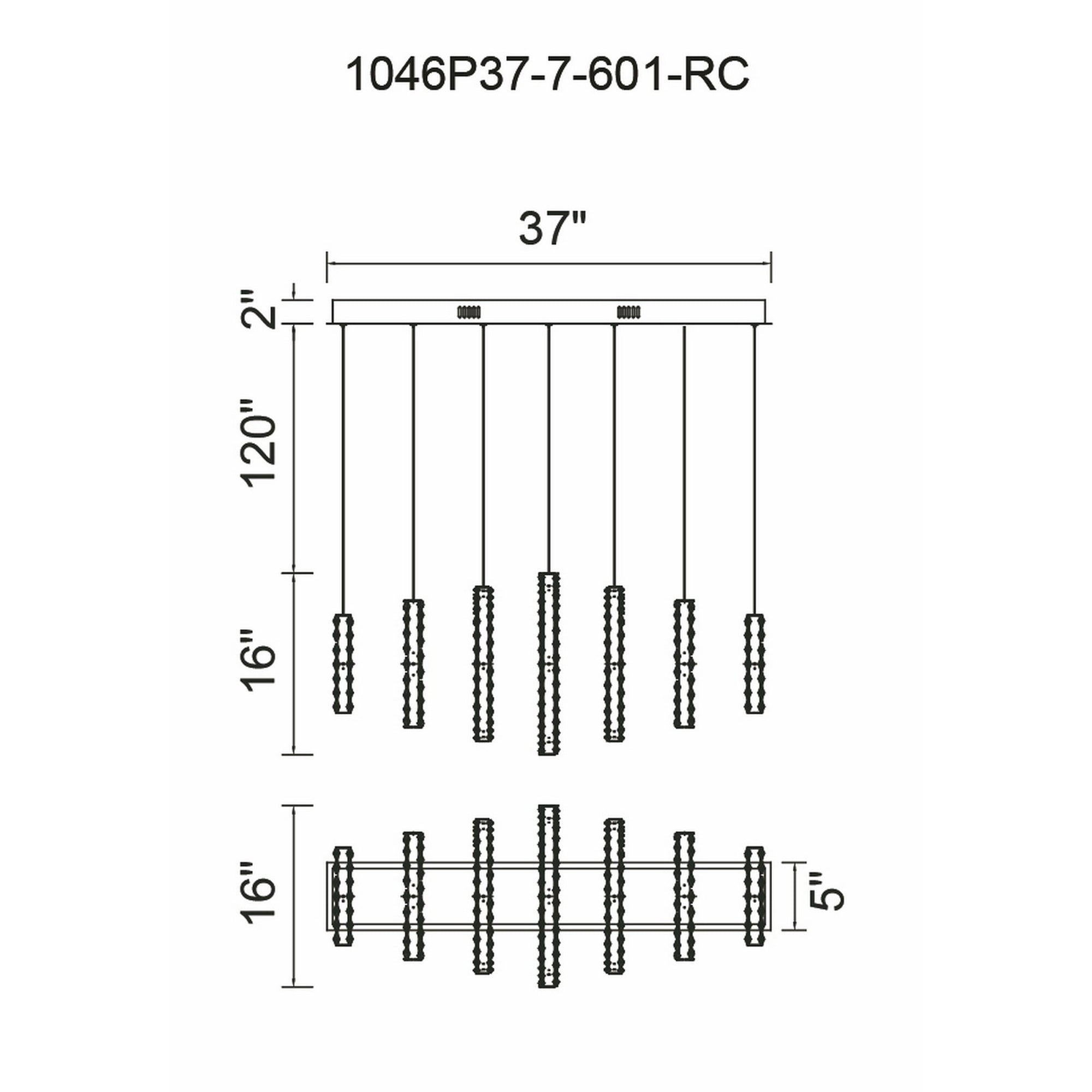Celina Integrated LED 37in 7 Ring Chrome Chandelier