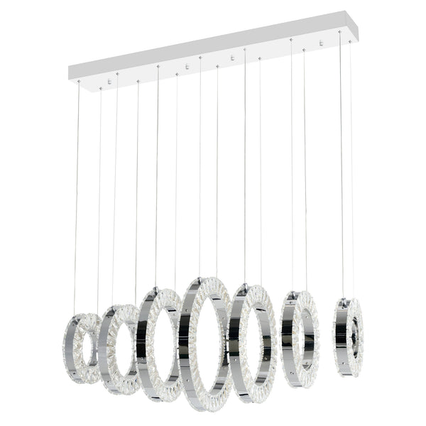 Celina Integrated LED 37in 7 Ring Chrome Chandelier