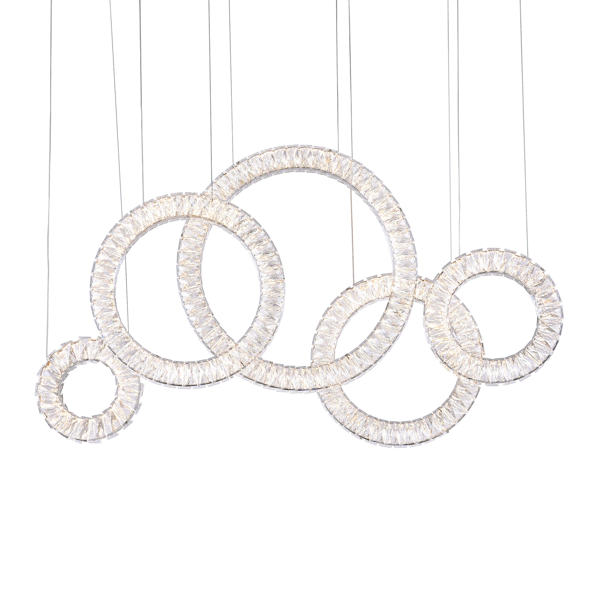 Celina Integrated LED 43in 5 Ring Chrome Chandelier