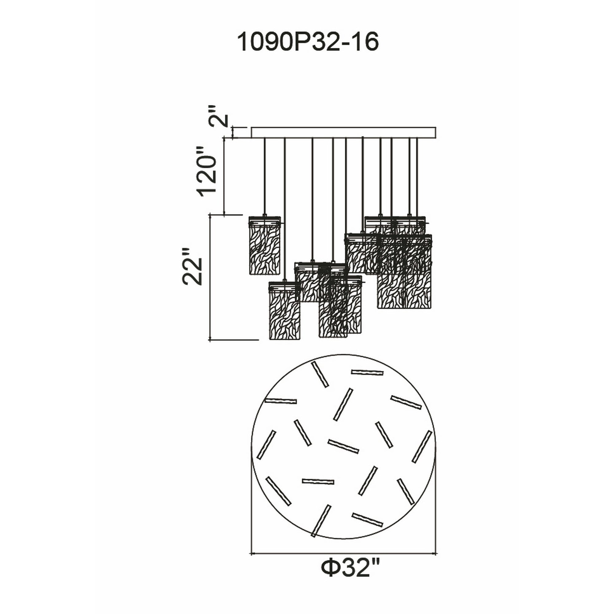 Carolina Integrated LED 32in Pewter Chandelier