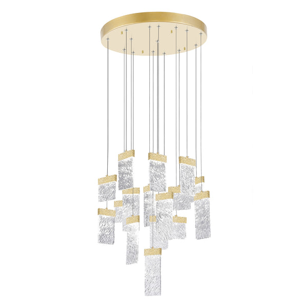 Carolina Integrated LED 32in Gold Leaf Chandelier