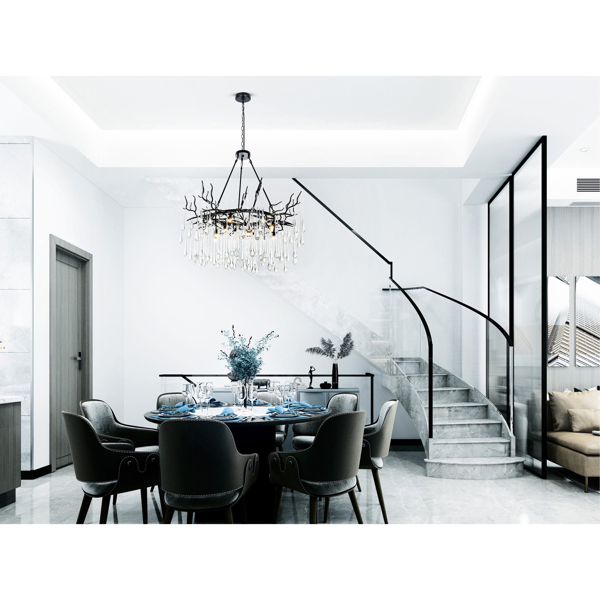 Anita 12 Light Black Chandelier