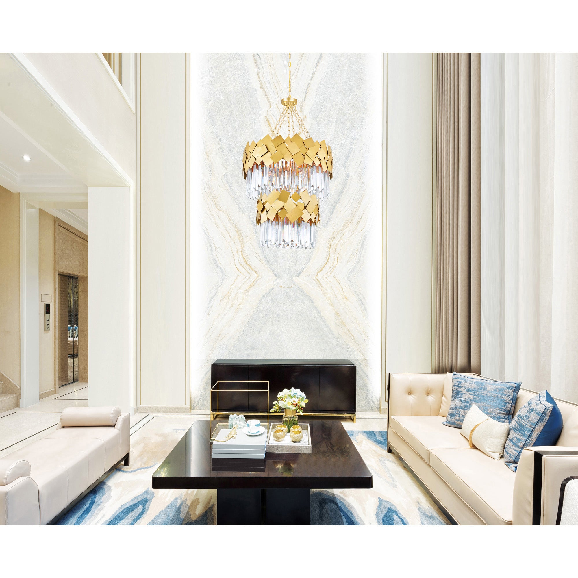 Panache 10 Light Down Chandelier With Medallion Gold Finish