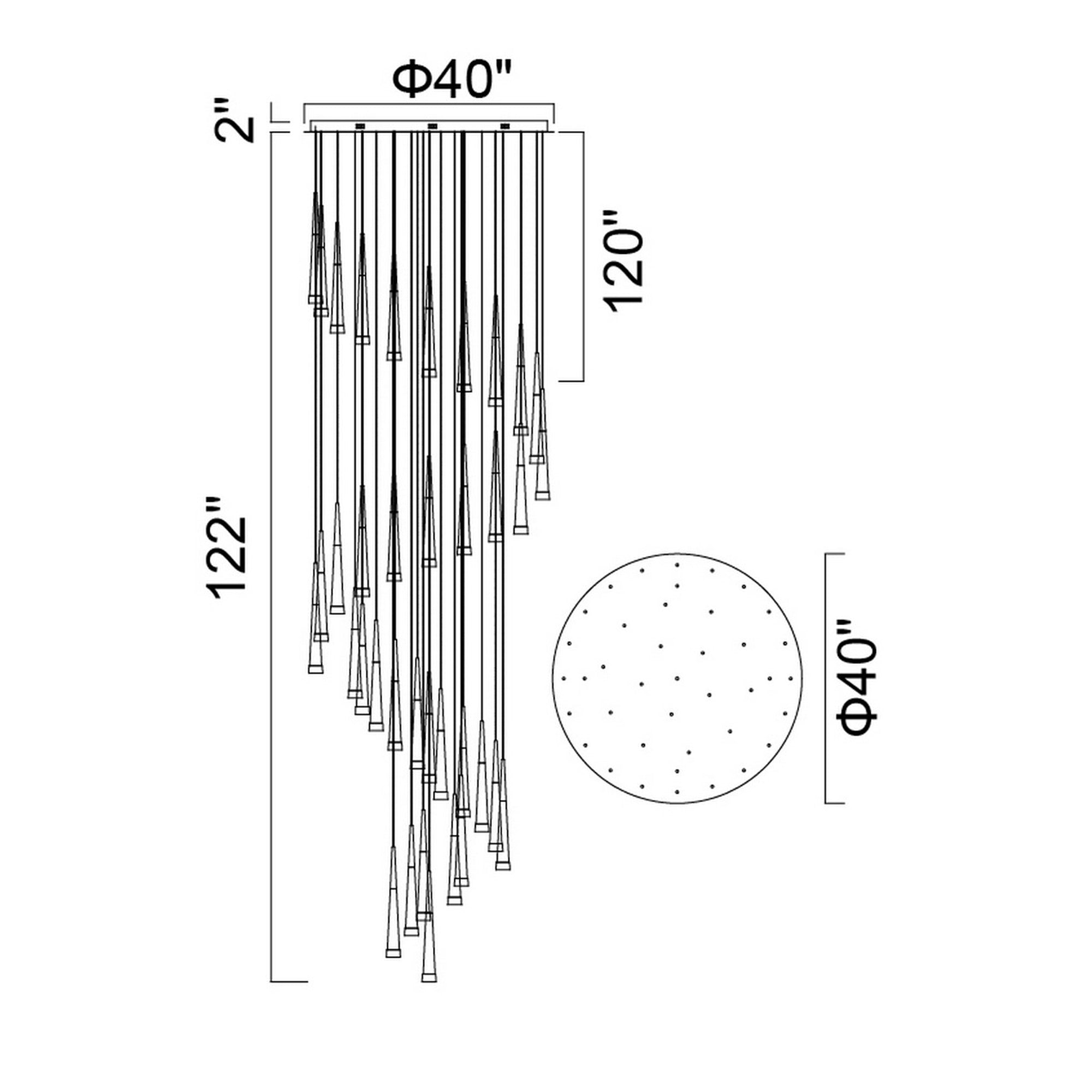 Andes Integrated LED Satin Gold Multi Light Pendant