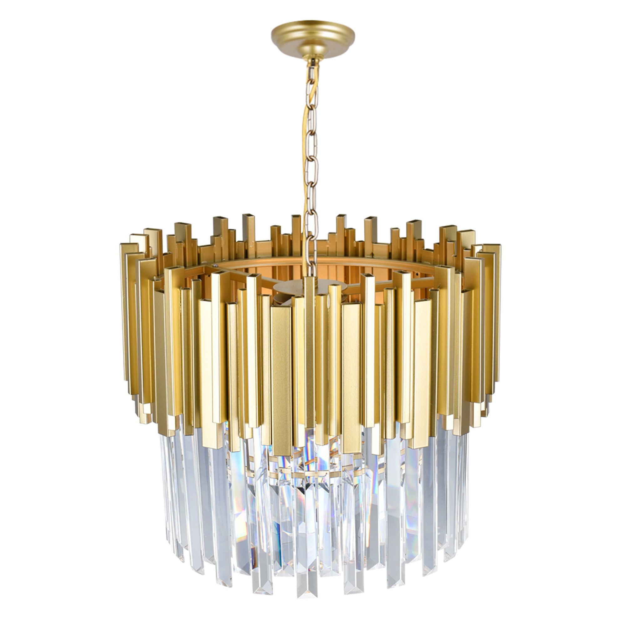 Deco 4 Light Medallion Gold Down Chandelier