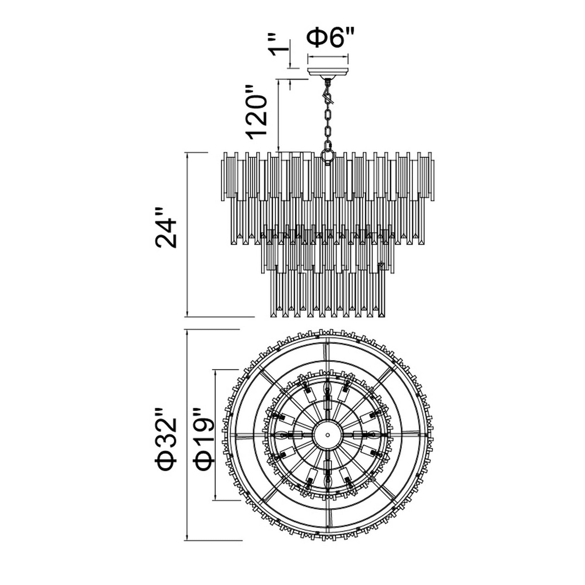 Deco 12 Light Medallion Gold Down Chandelier