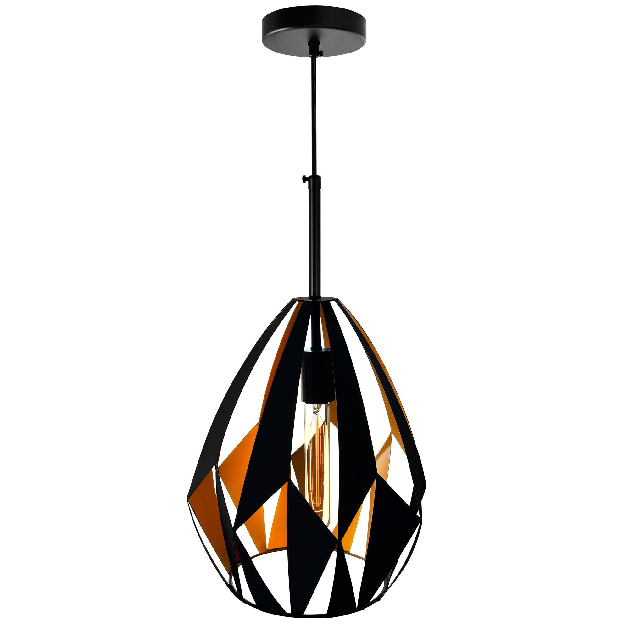 Oxide 1 Light 12in Black & Copper Down Pendant