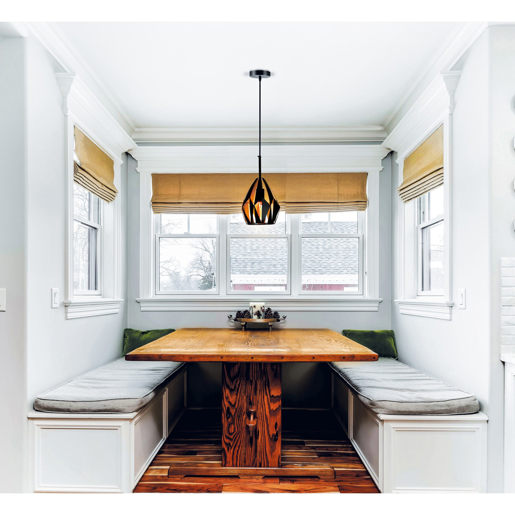 Oxide 1 Light 12in Black & Copper Down Pendant