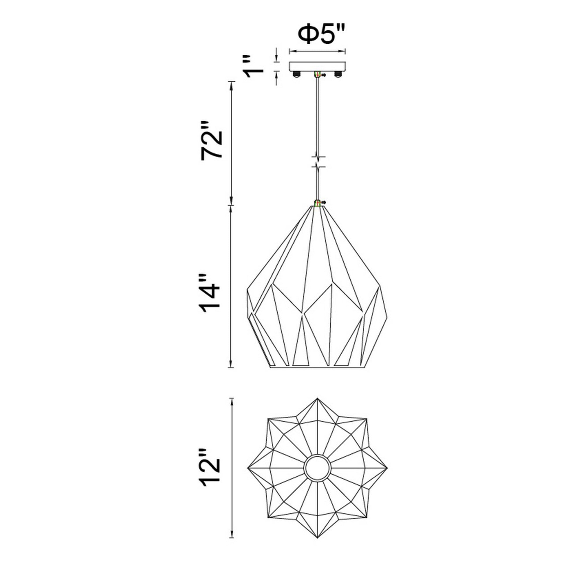 Oxide 1 Light 12in Black & Copper Down Pendant