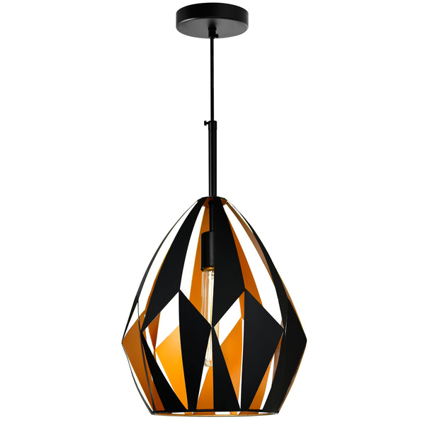 Oxide 1 Light 12in Black & Copper Down Pendant