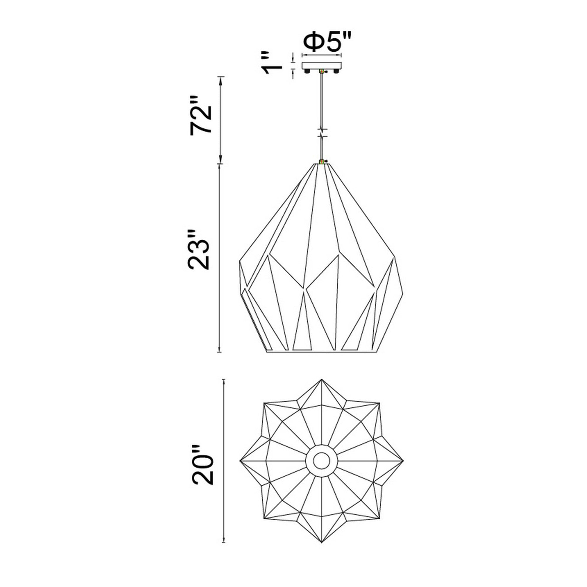 Oxide 1 Light 20in Black & Copper Down Pendant