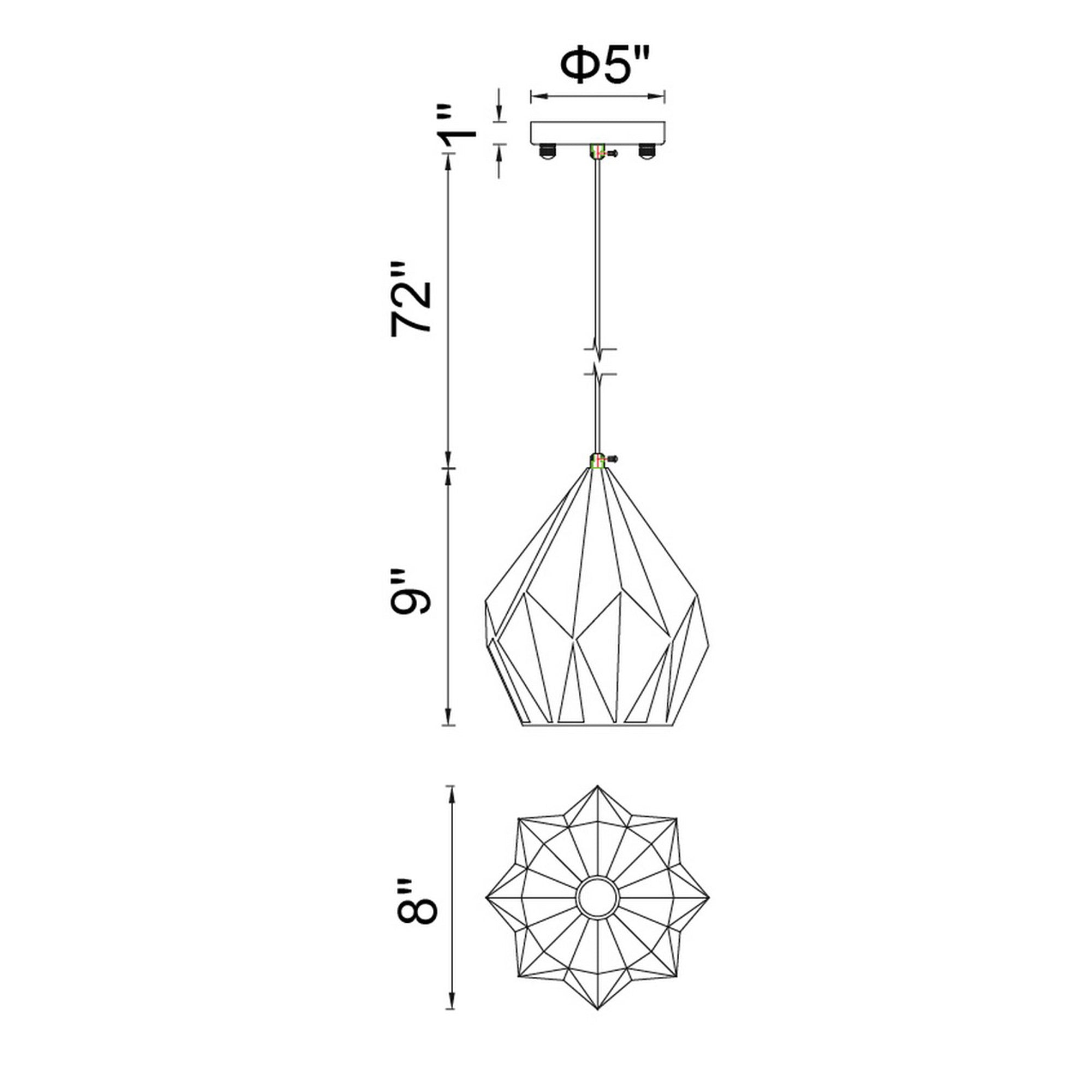 Oxide 1 Light 8in Black & Copper Down Mini Pendant