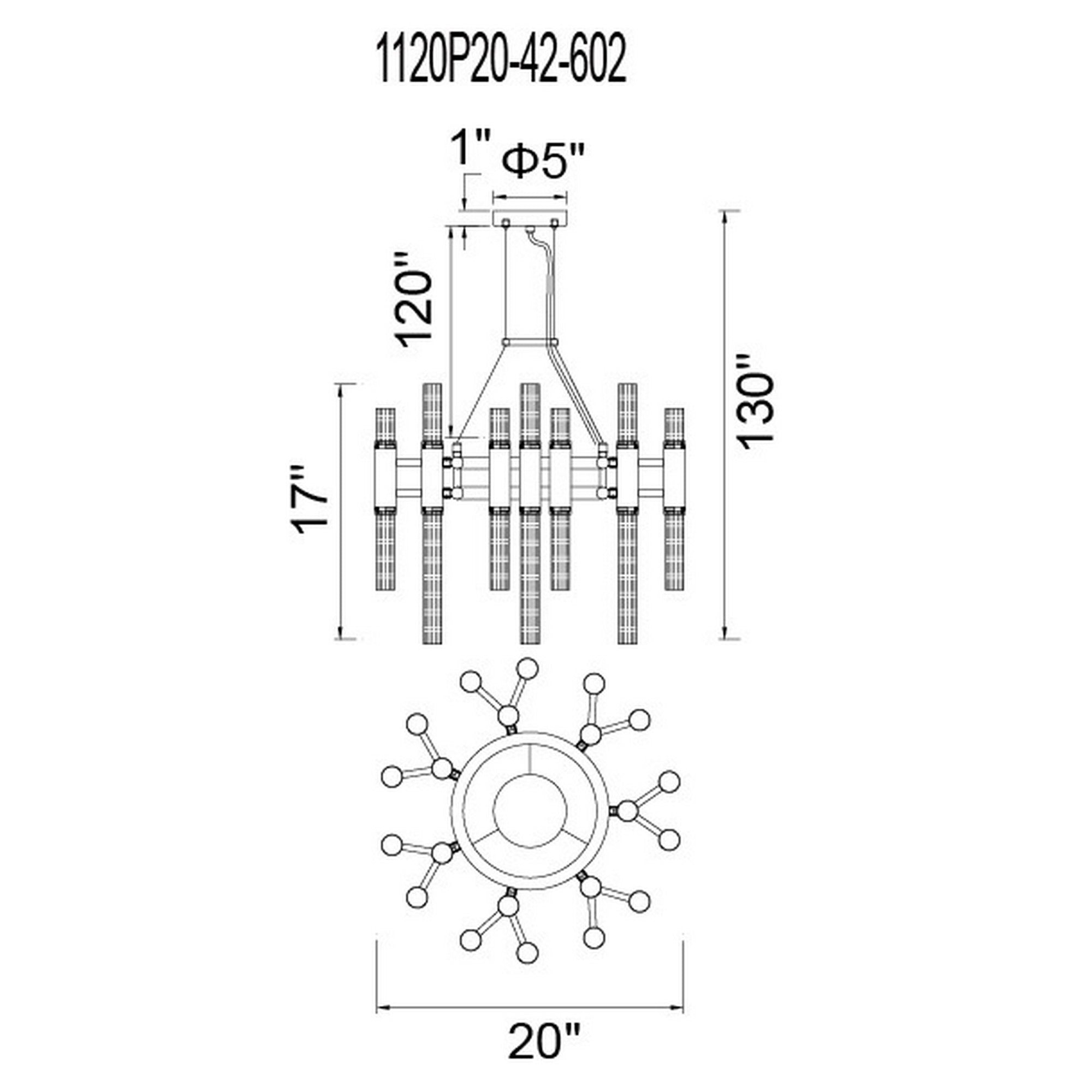 Orgue 42 Light 20in Satin Gold Chandelier