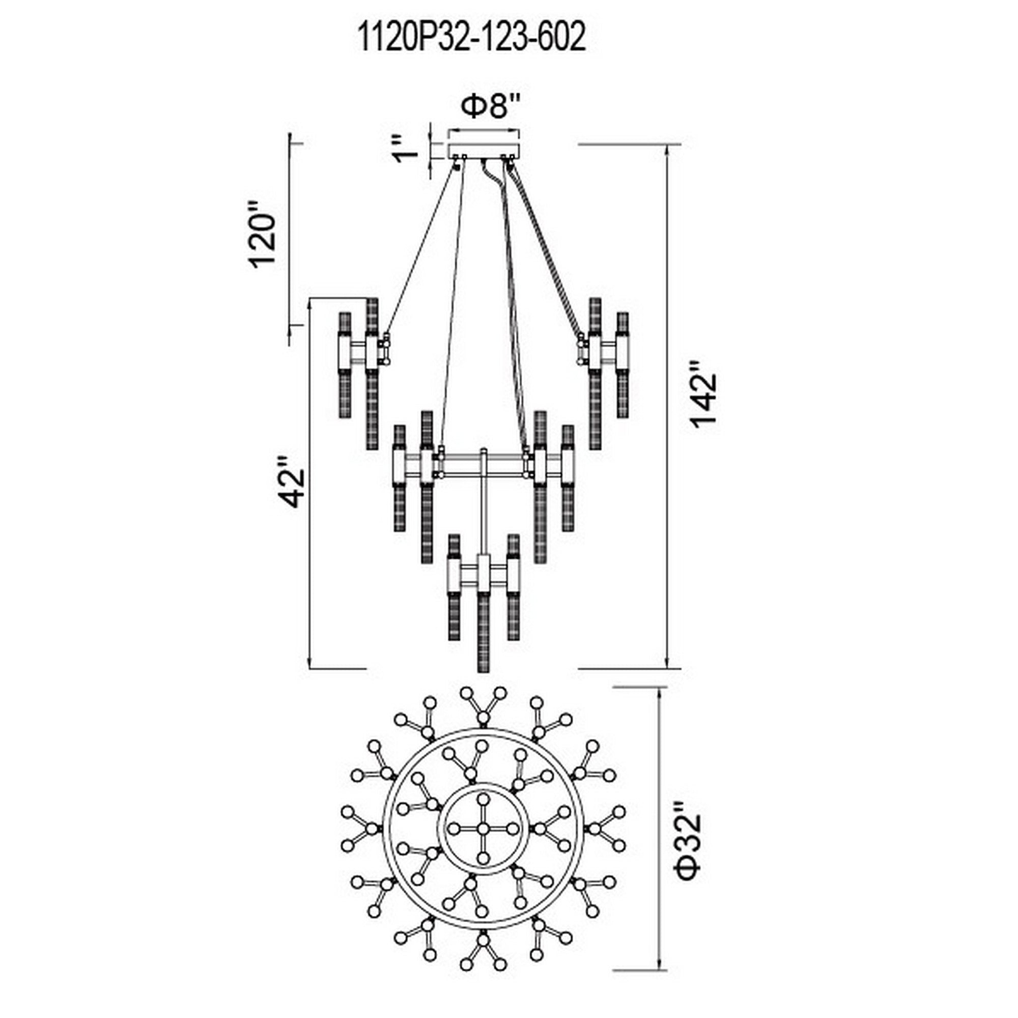Orgue 123 Light 32in Satin Gold Chandelier