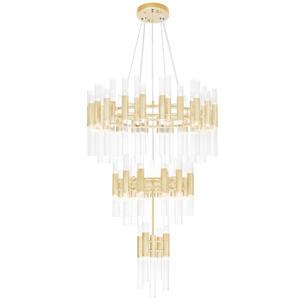 Orgue 123 Light 32in Satin Gold Chandelier