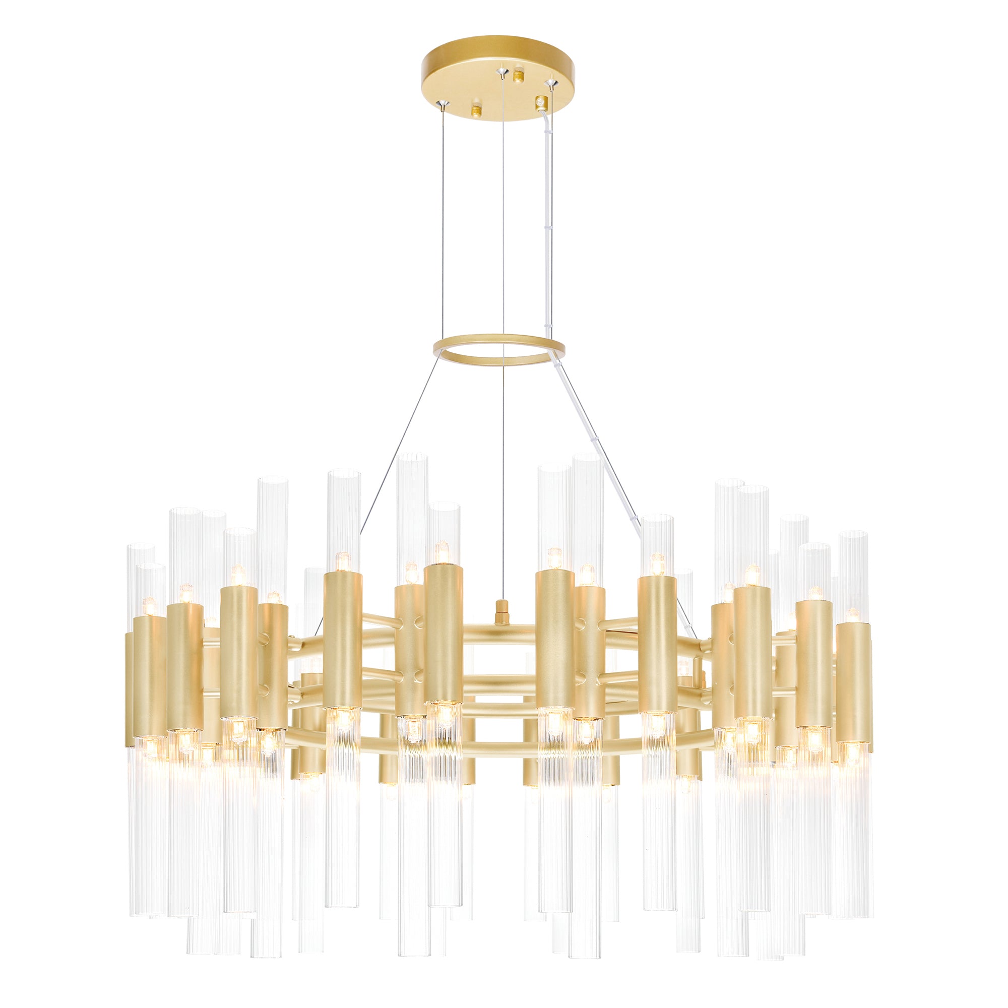 Orgue 72 Light 32in Satin Gold Chandelier