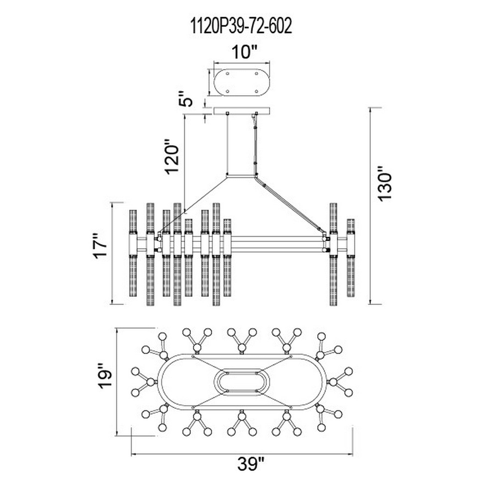 Orgue 72 Light 39in Satin Gold Chandelier