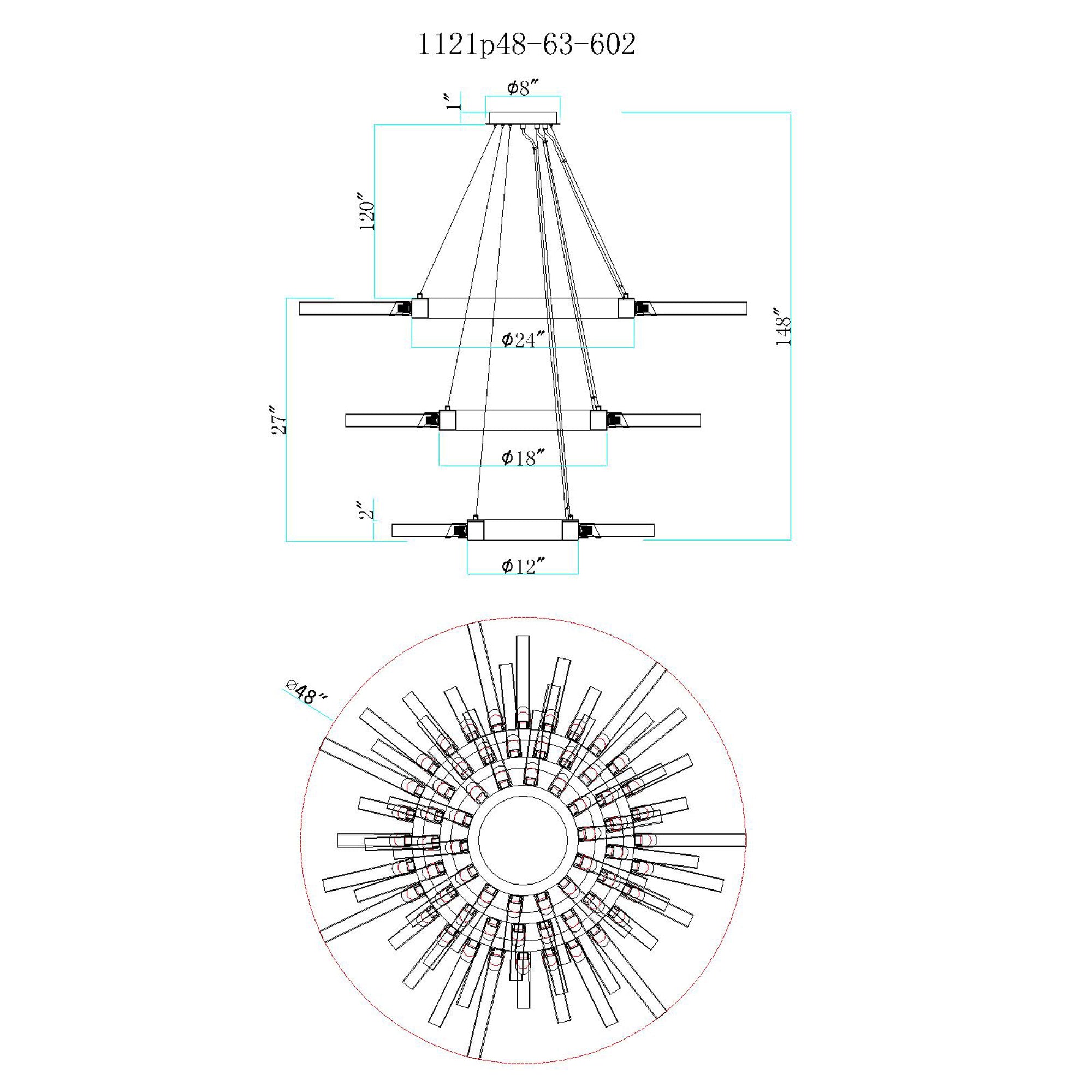 Collar 63 Light Chandelier With Satin Gold Finish