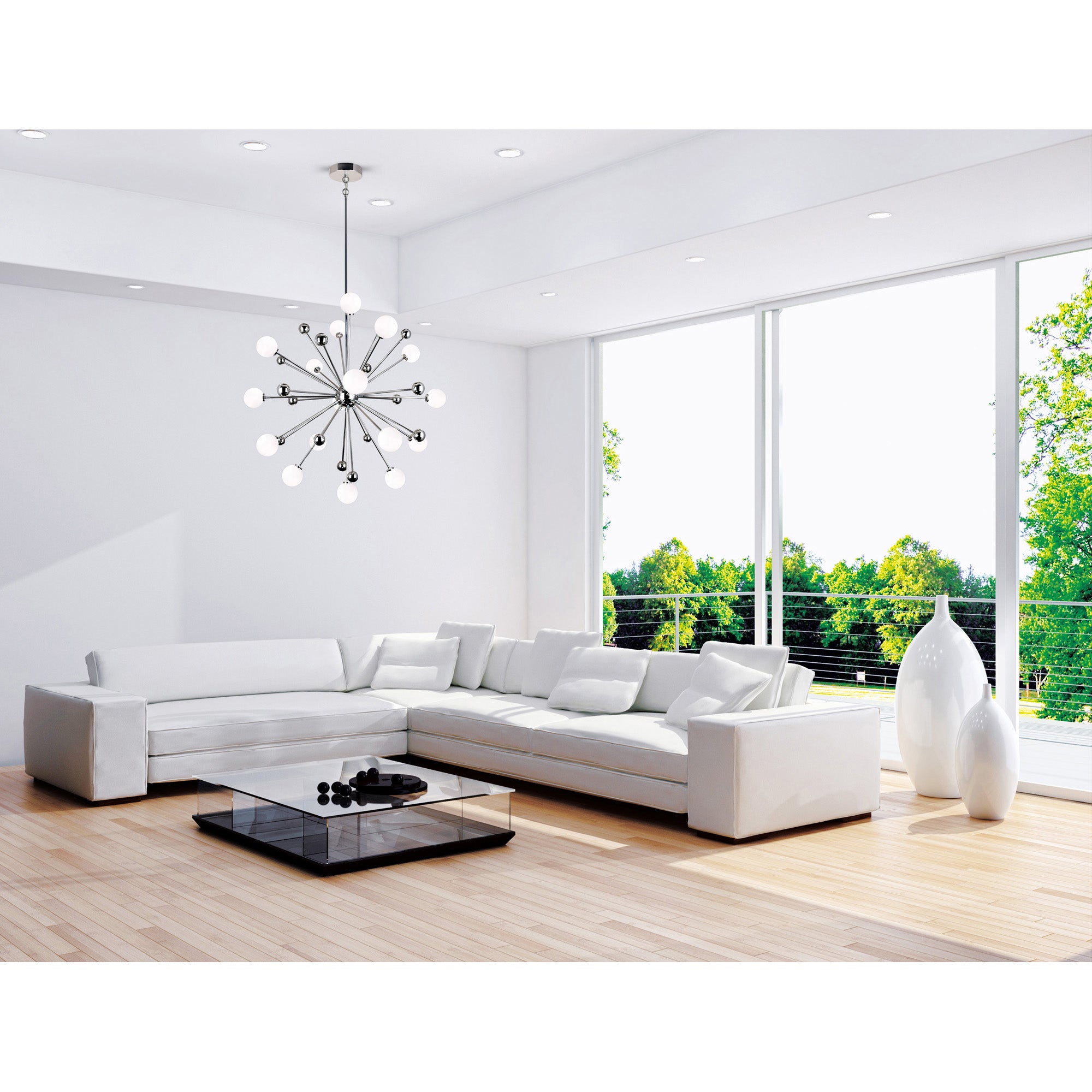 Element 17 Light Chandelier With Polished Nickel Finish