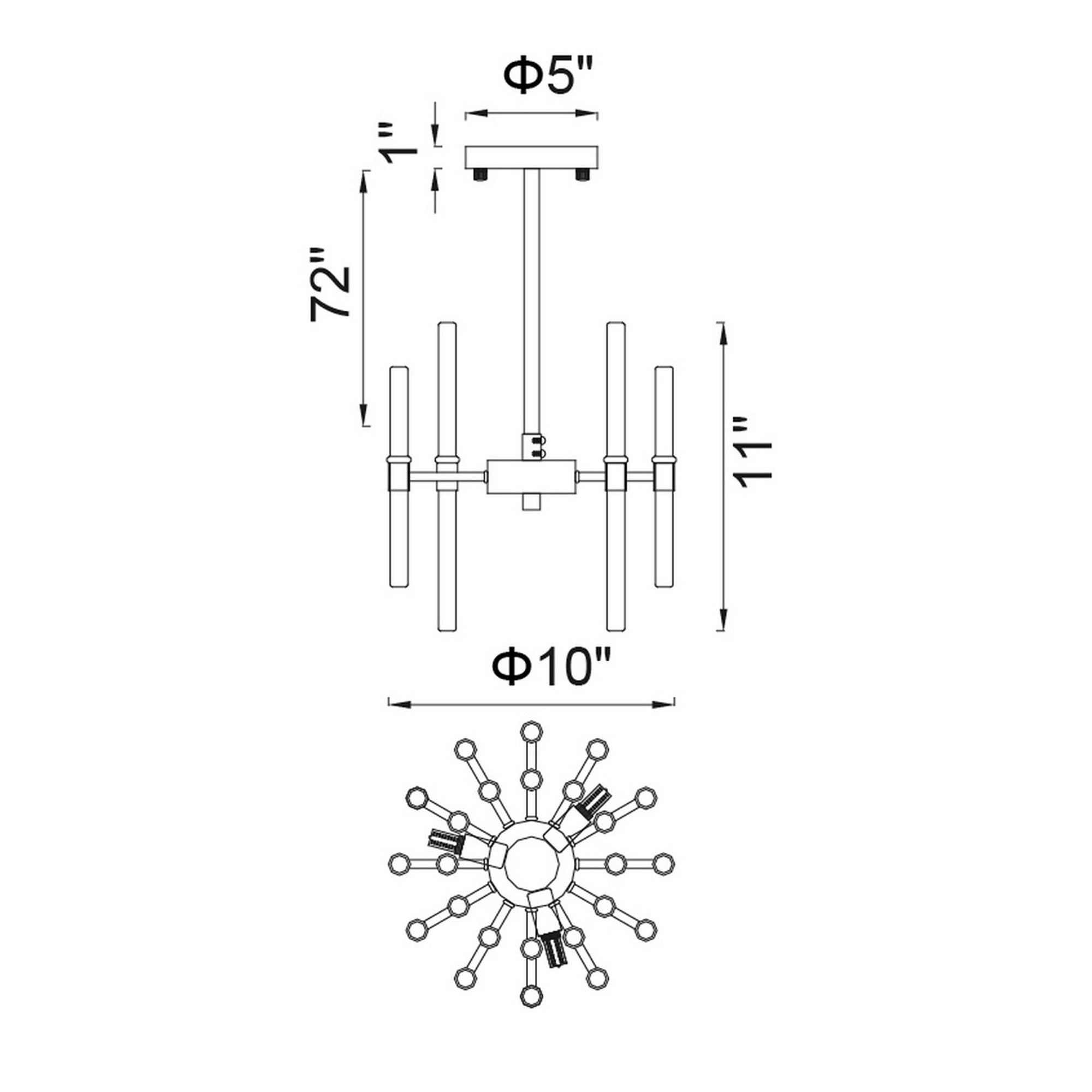 Miroir 6 Light 10in Polished Nickel Mini Chandelier