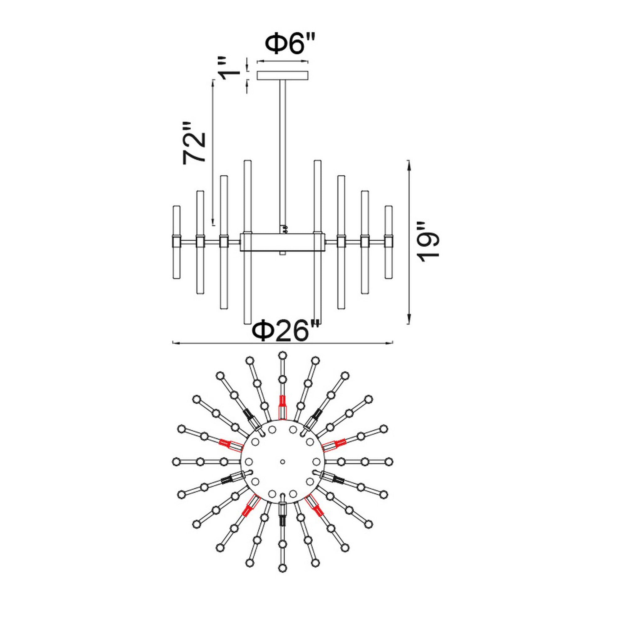 Miroir 10 Light 26in Polished Nickel Chandelier