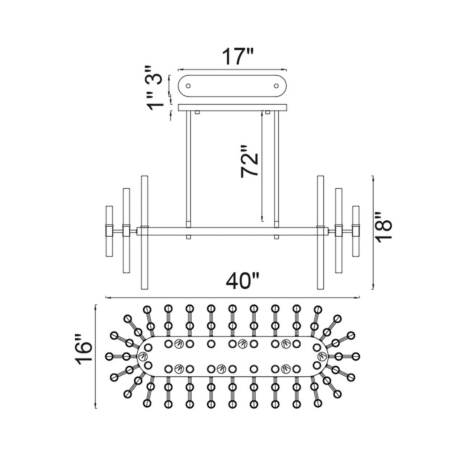 Miroir 16 Light 40in Polished Nickel Chandelier