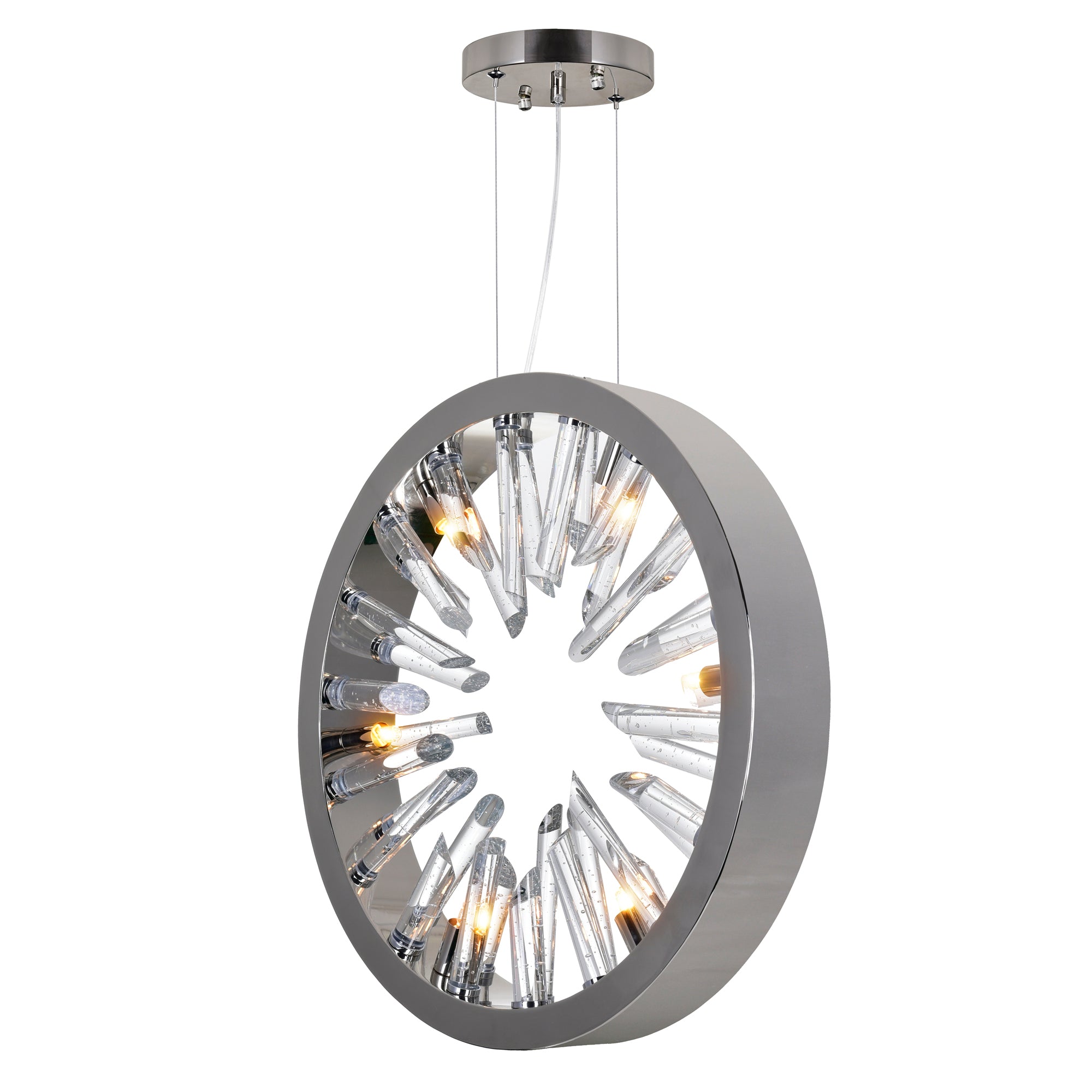 Spiked 6 Light Chandelier With Polished Nickel Finish