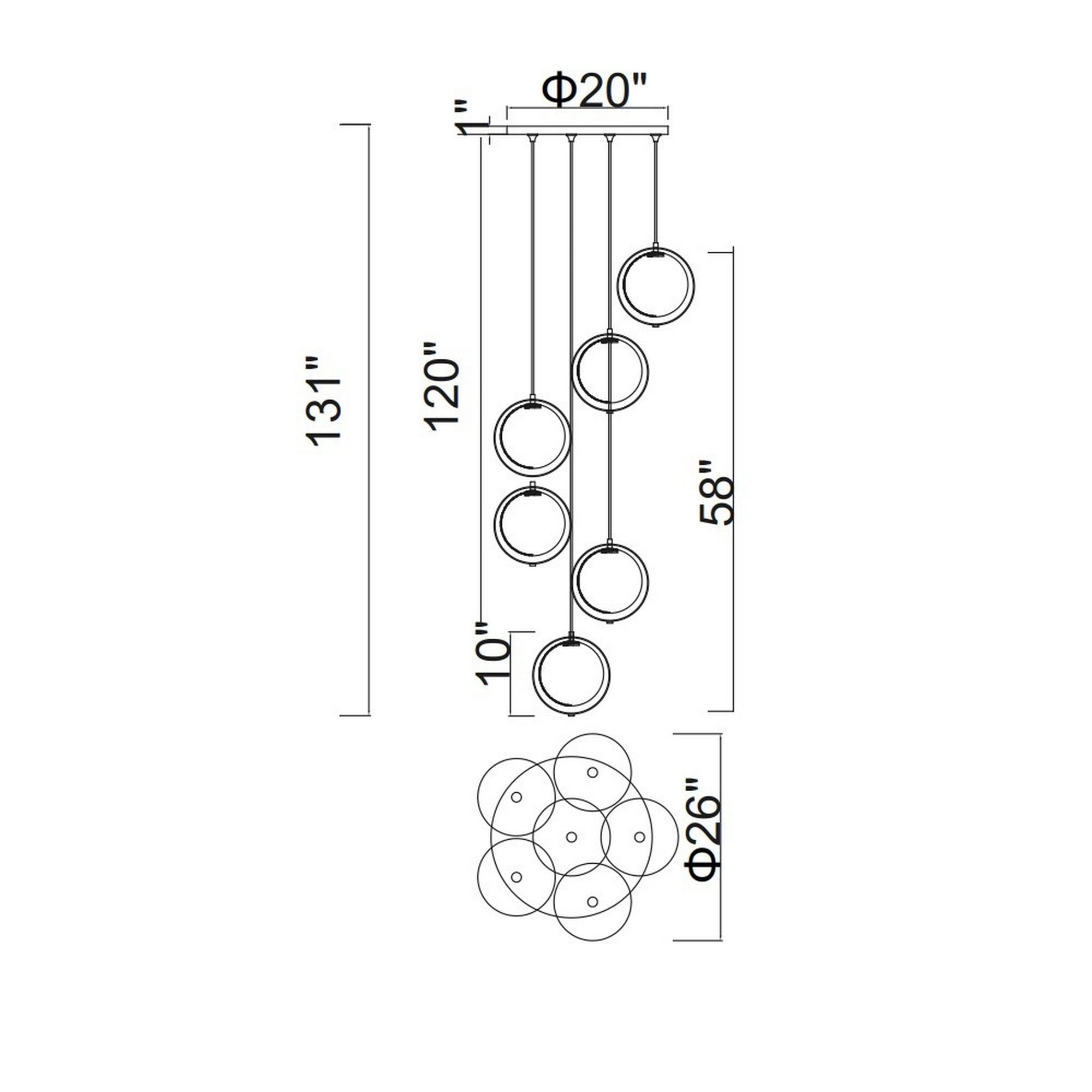 Da Vinci 6 Light 24in Brass Multi Light Pendant