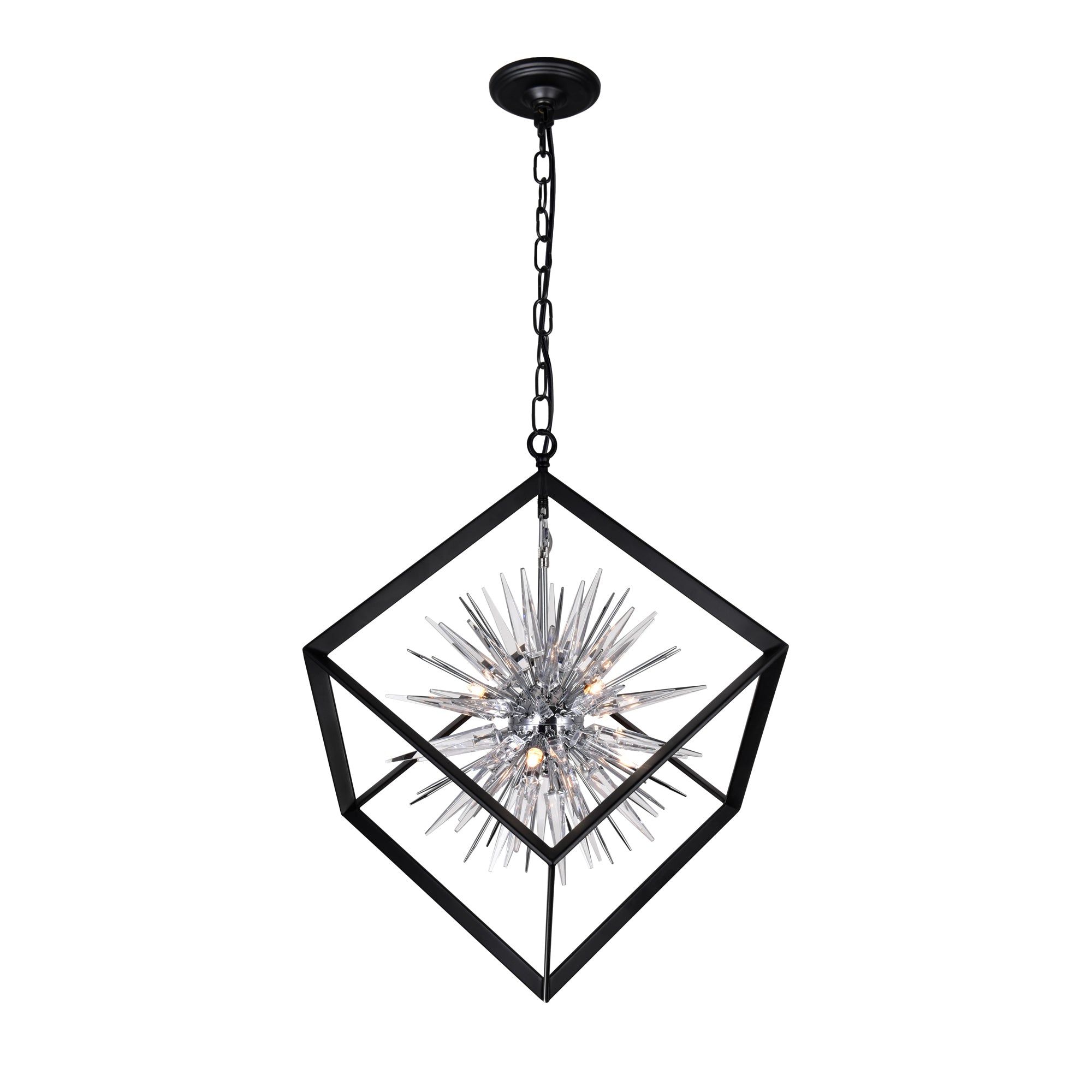 Starburst 6 Light Chrome & Black Chandelier