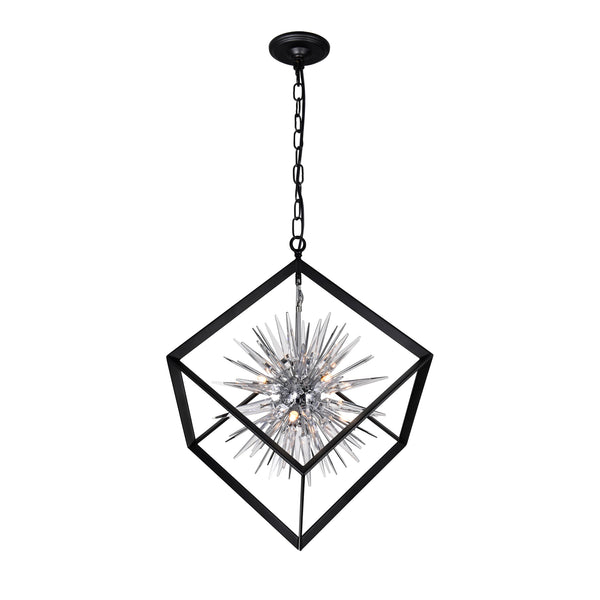 Starburst 6 Light Chrome & Black Chandelier