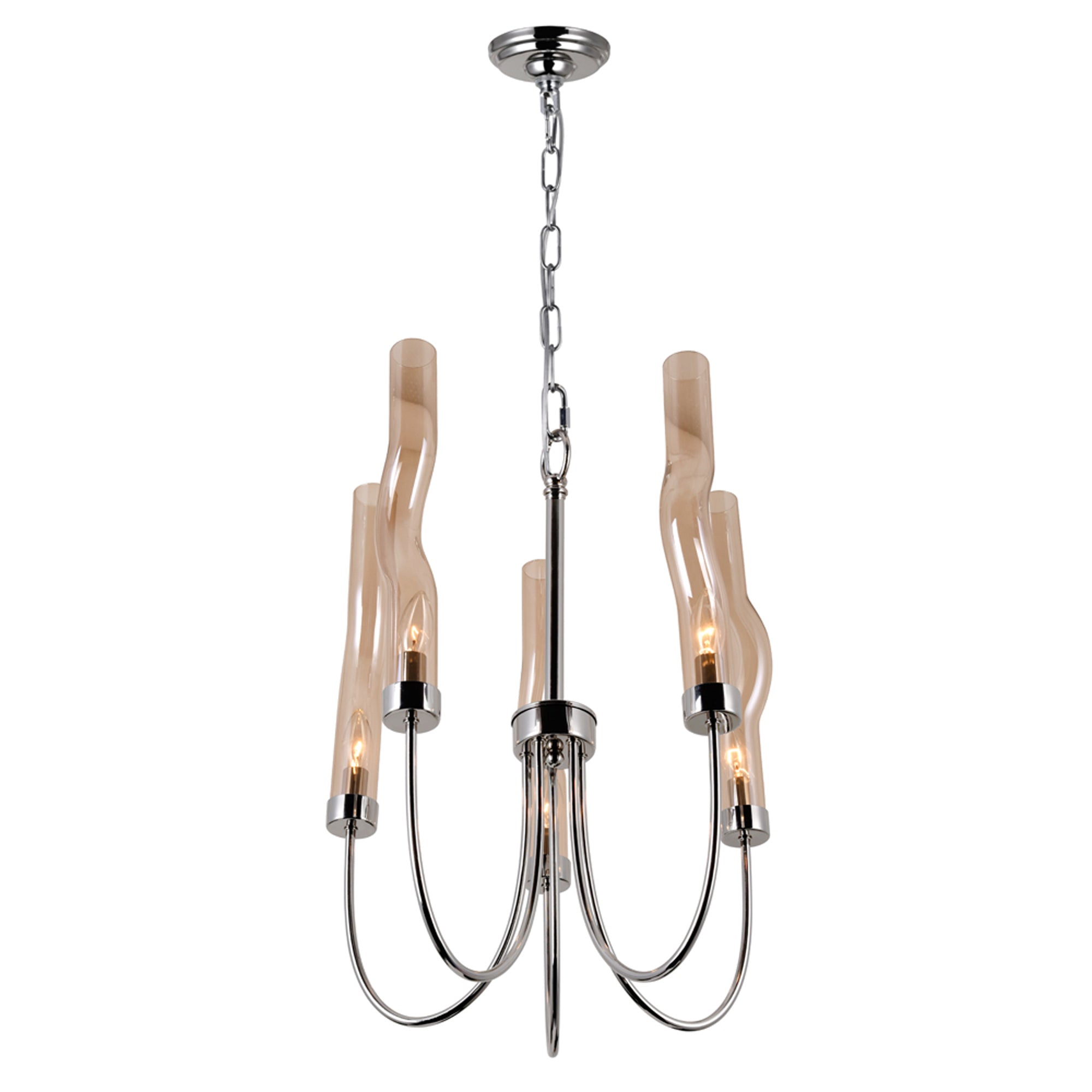 Meduse 5 Light Chandelier With Polished Nickel Finish