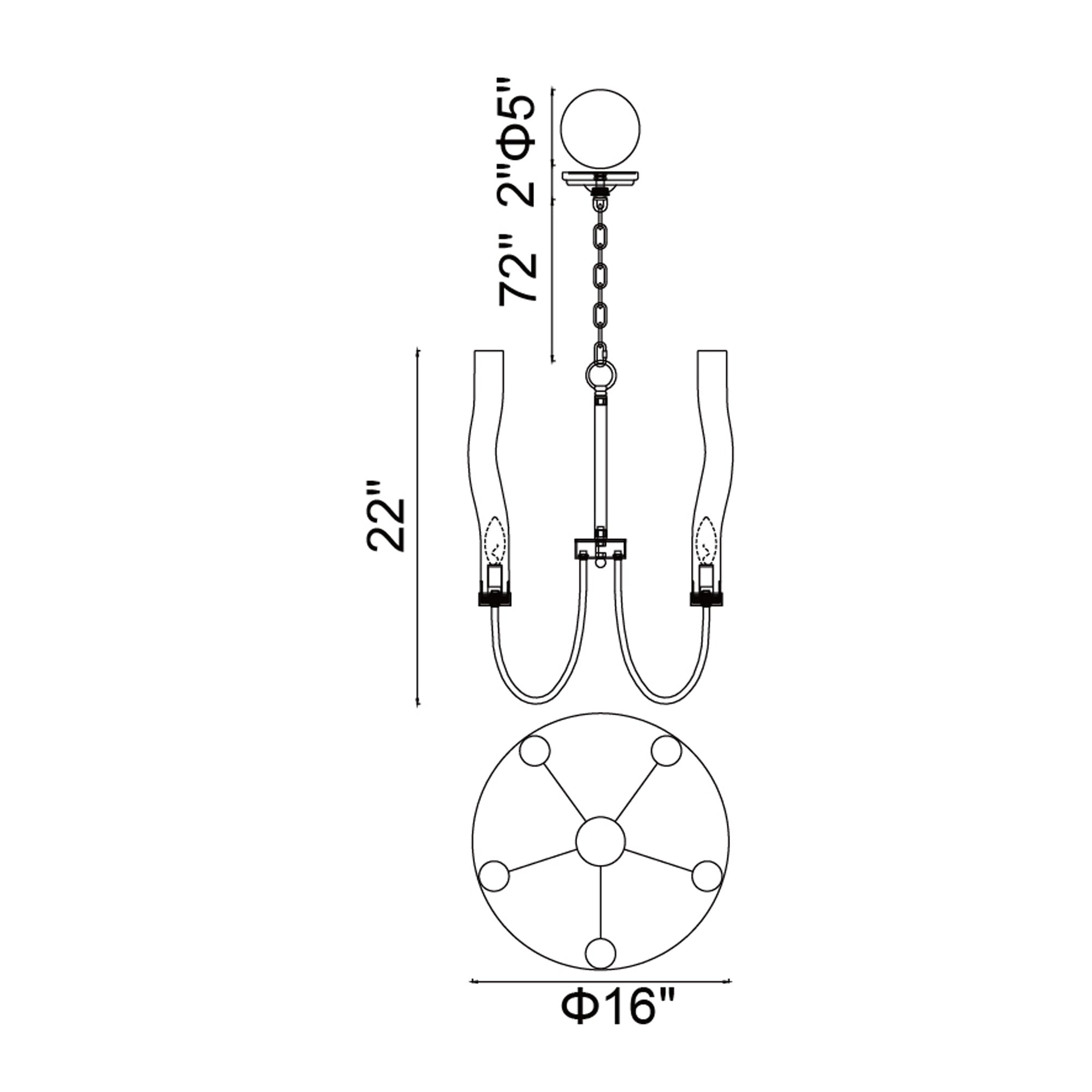 Meduse 5 Light Chandelier With Polished Nickel Finish