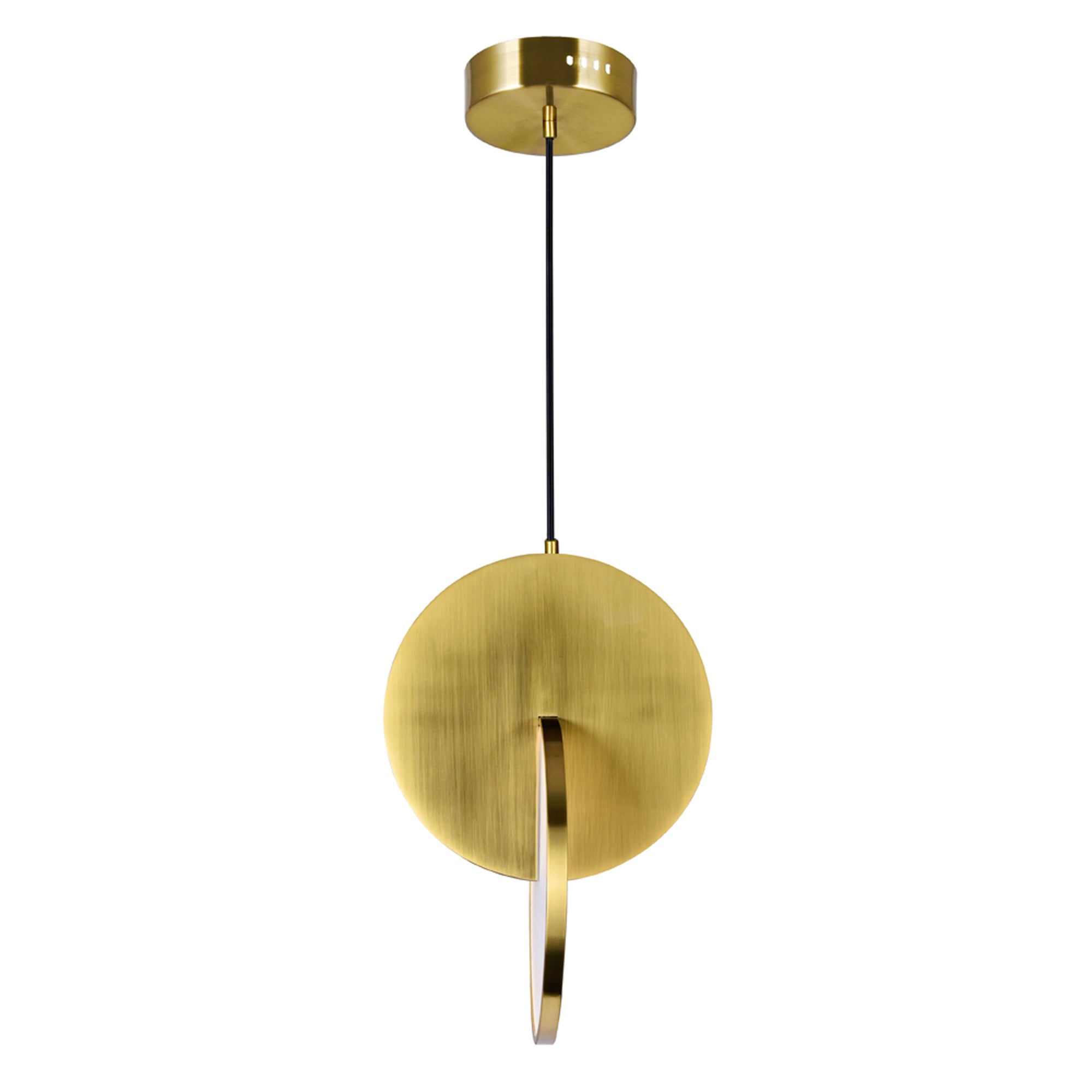 Tranche Integrated LED 10in Brushed Brass Mini Pendant