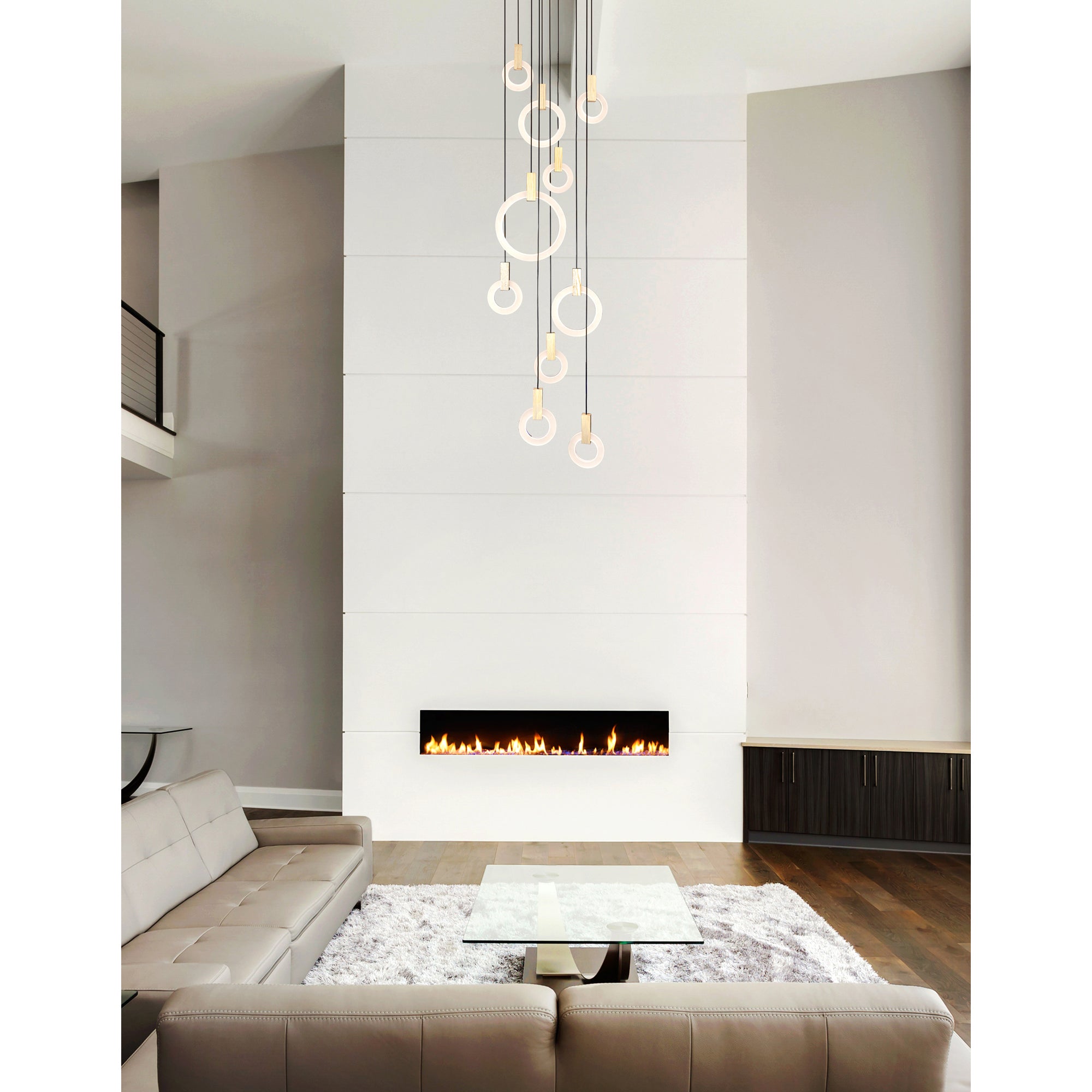 Anello LED Pendant With White Oak Finish