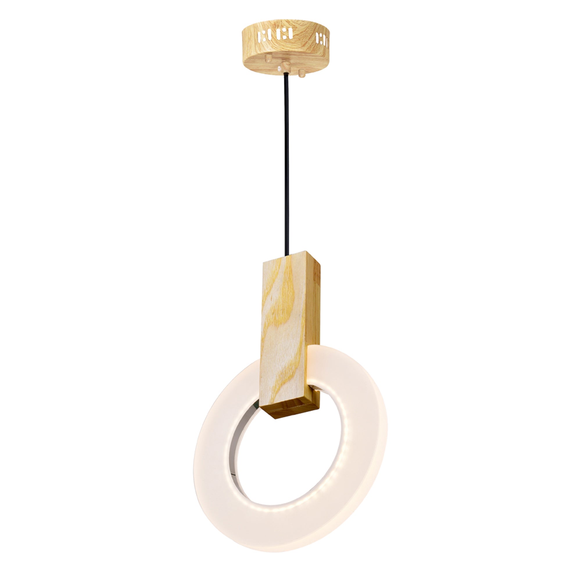 Anello LED Mini Pendant With White Oak Finish