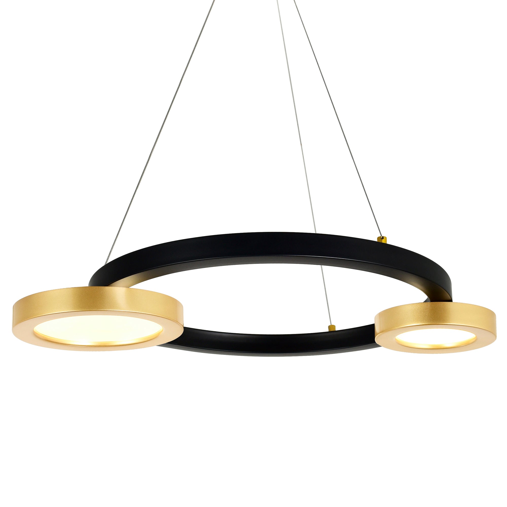 Deux Lunes Integrated LED 20in Sun Gold & Black Chandelier