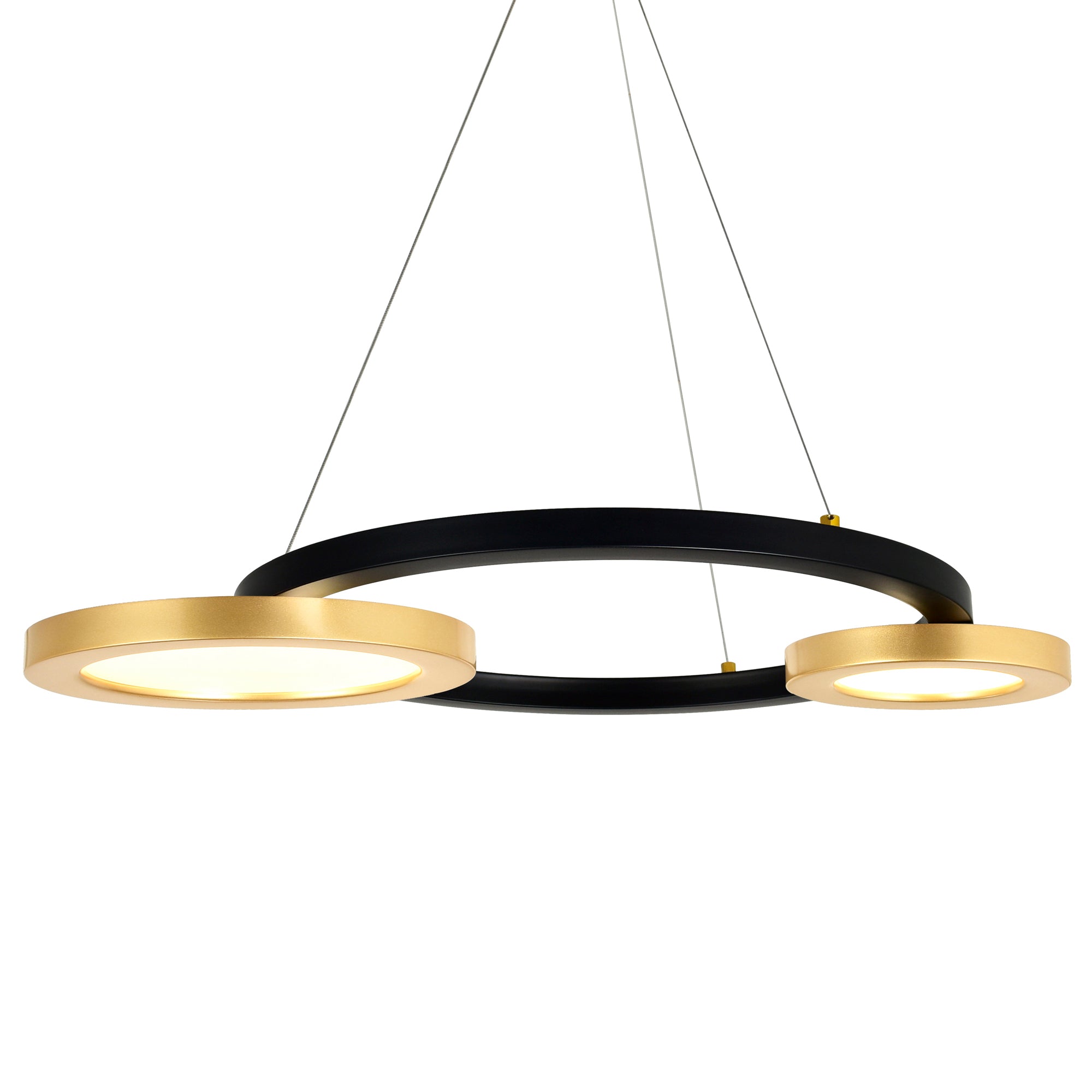 Deux Lunes Integrated LED 29in Sun Gold & Black Chandelier