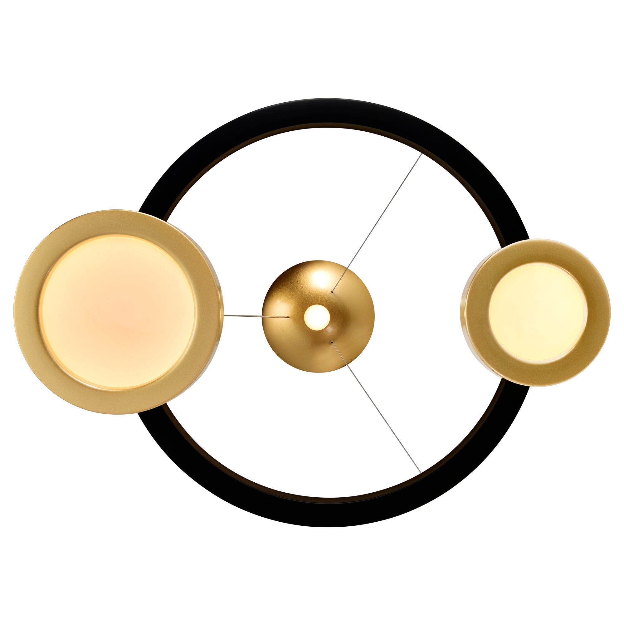 Deux Lunes Integrated LED 29in Sun Gold & Black Chandelier