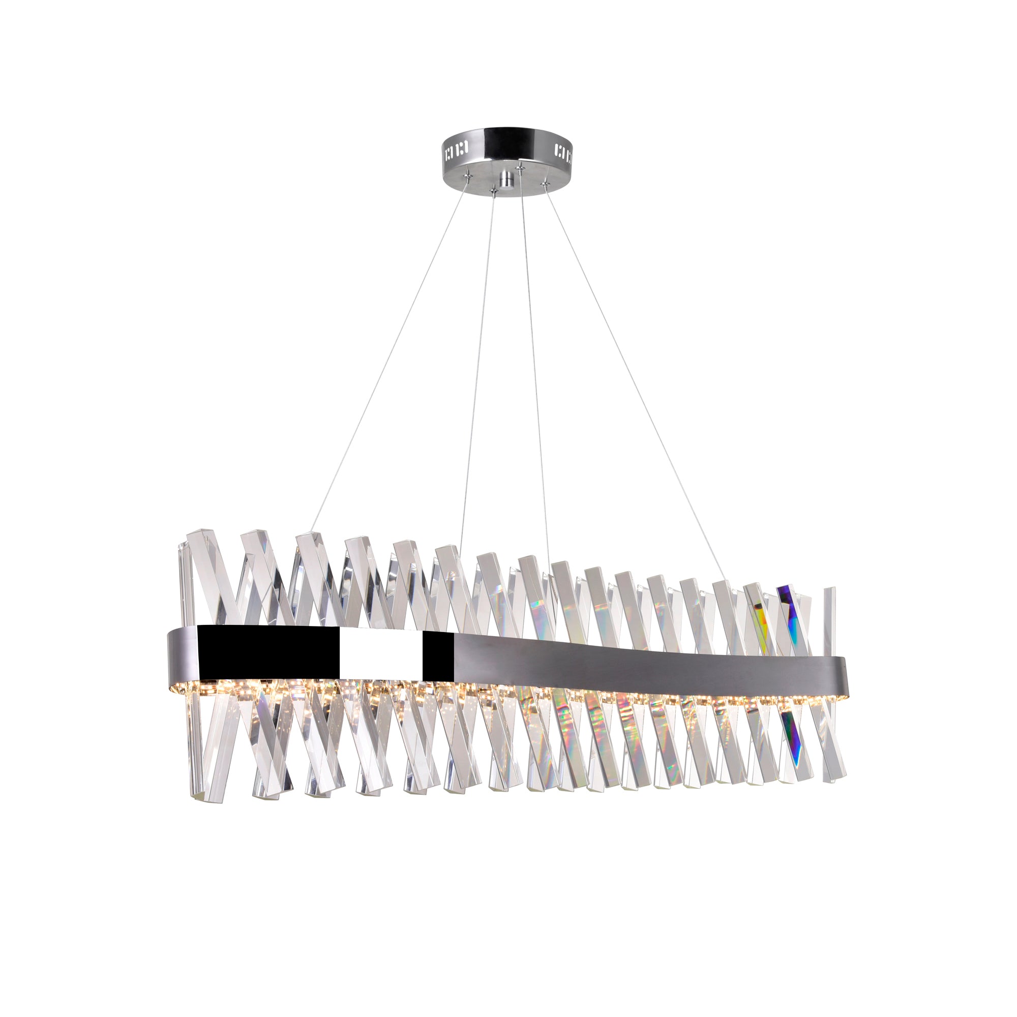 Glace Integrated LED 40in Curved Chrome Chandelier